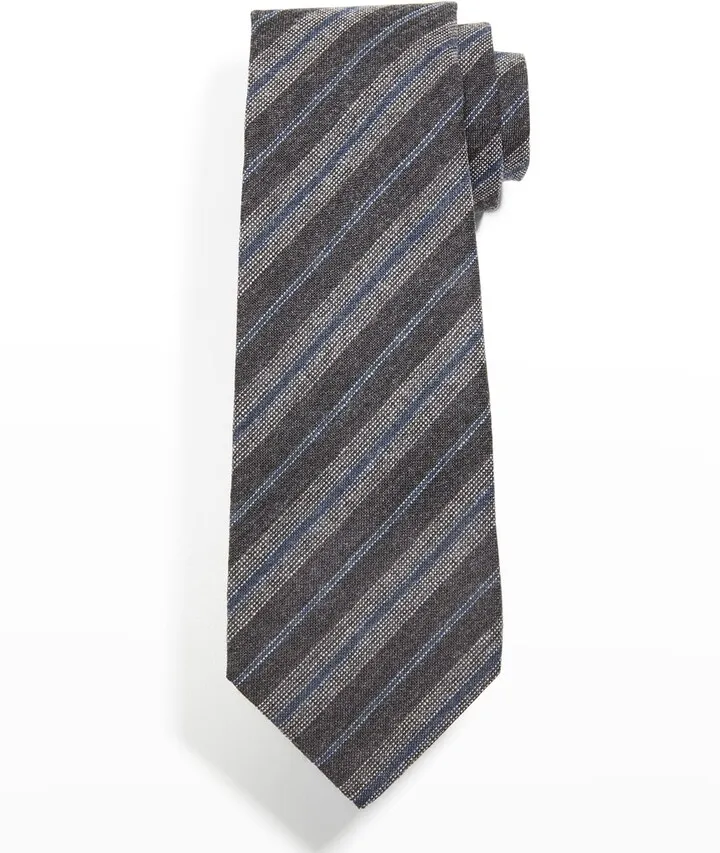 Men's Stripe Wool-Silk Tie
