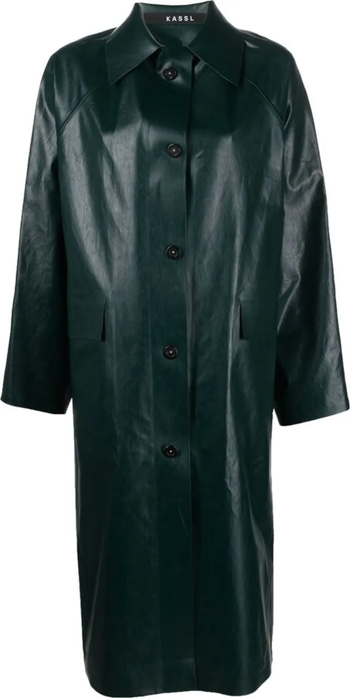 Faux-Leather Trench Coat