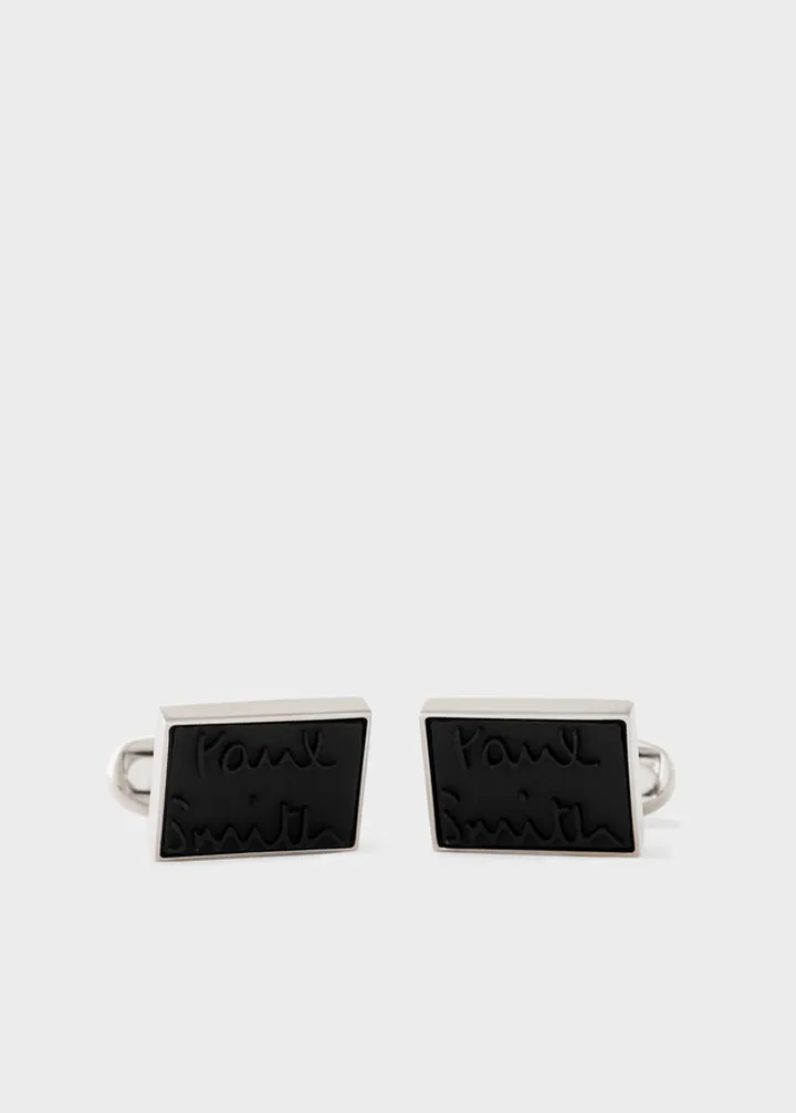 Black Rubber 'Signature' Cufflinks