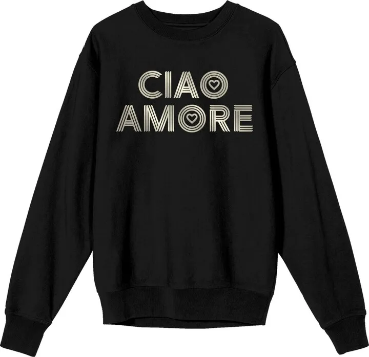 “Ciao Amore” Adult Black Crew Neck Sweatshirt-XL