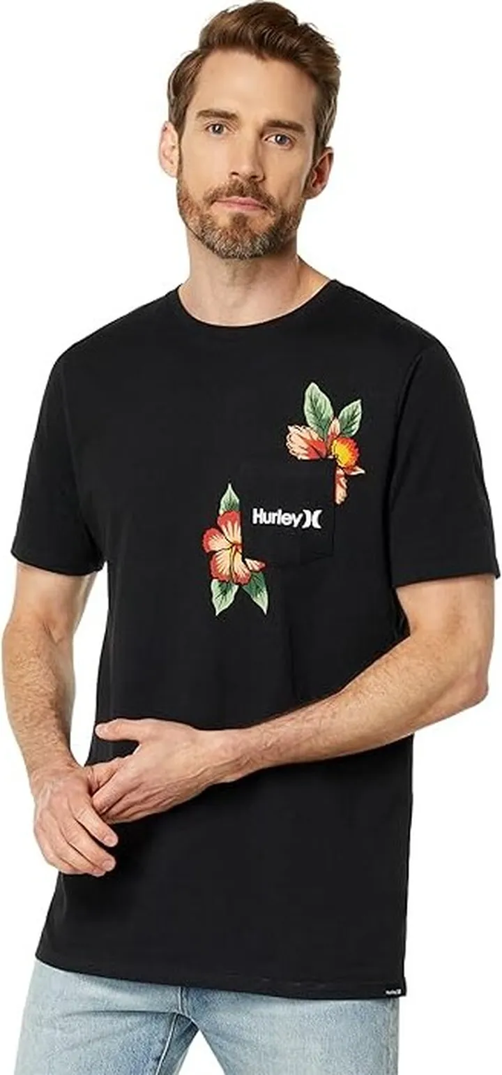 Hurley Halekulani Pocket Short Sleeve Tee (Black) Men's Clothing