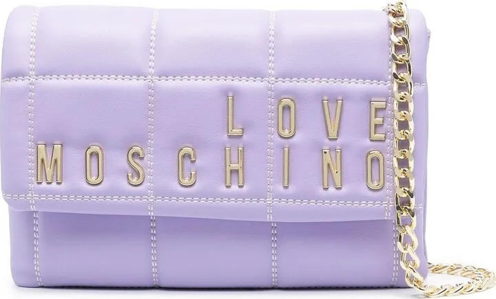 Quilted Logo-Lettering Cross-Body Bag