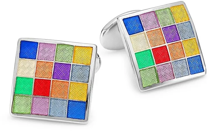 Mosiac Sterling Silver Cuff Links