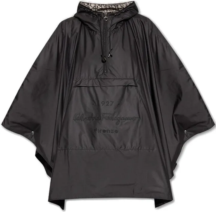 Salvatore Ferragamo Logo Detailed Hooded Windbreaker