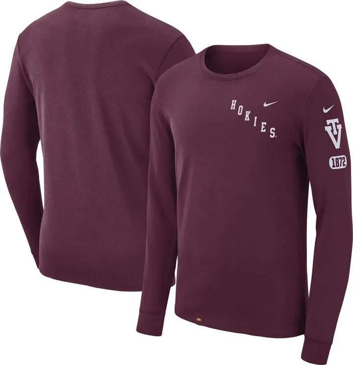 Men's Nike Maroon Virginia Tech Hokies Repeat Logo 2-Hit Long Sleeve T-shirt