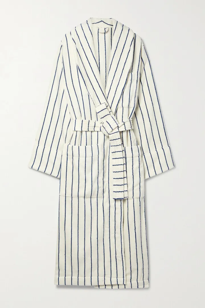 Tekla - Striped Organic Cotton-terry Robe - Ivory