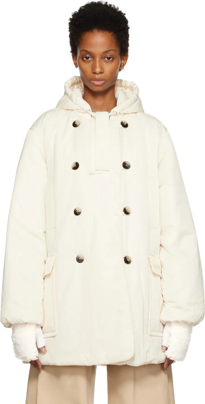 GANNI Off-White Shiny Insulated Coat