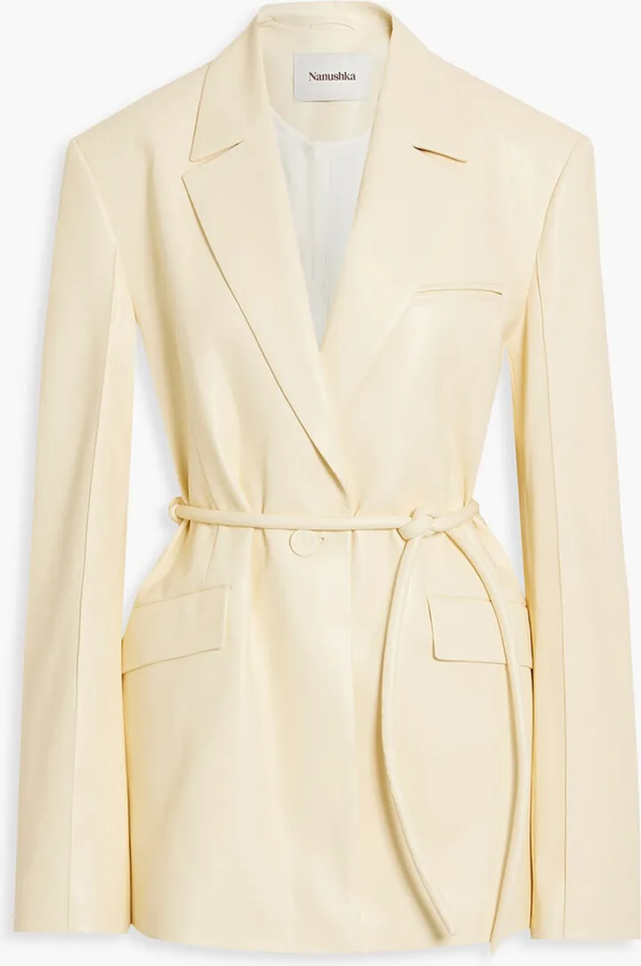 Mariko belted vegan leather blazer