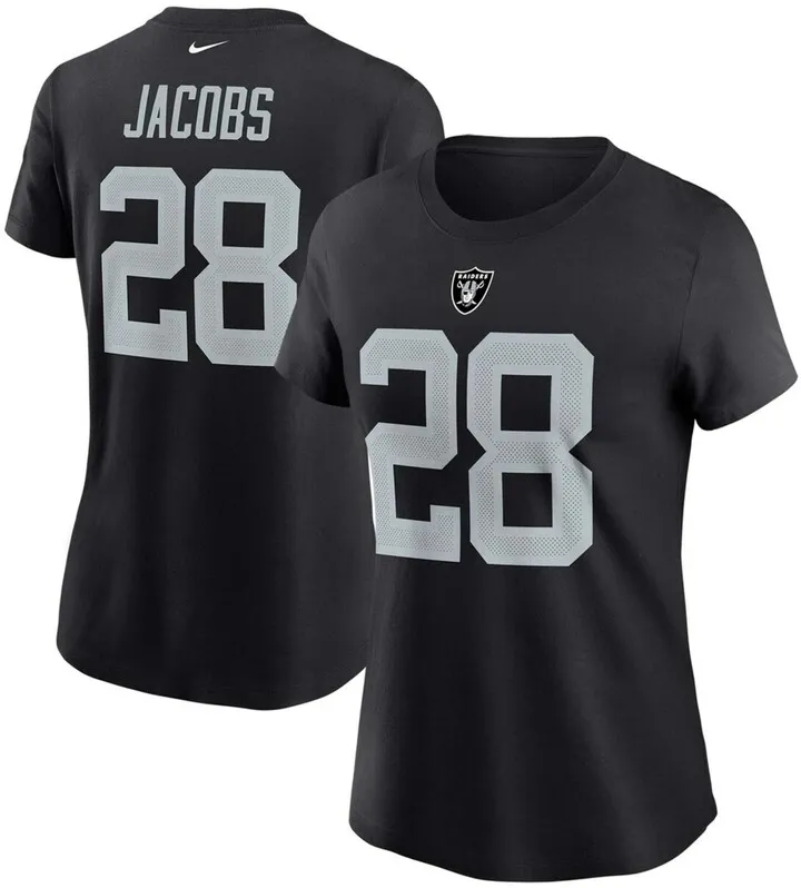 Women's Josh Jacobs Black Las Vegas Raiders Name Number T-shirt