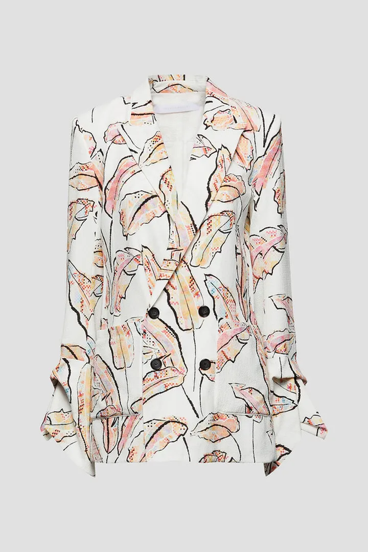 Nobleman double-breasted printed seersucker blazer