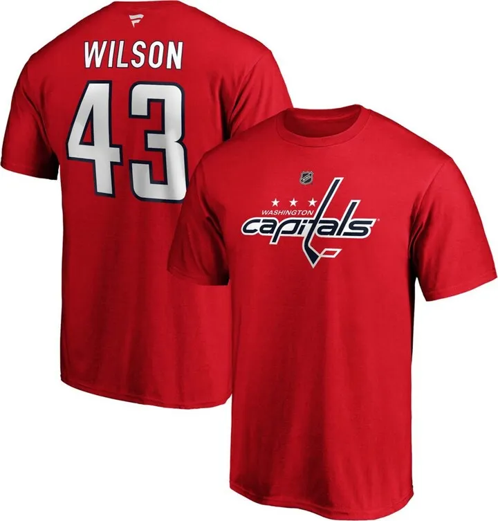 Men's Tom Wilson Red Washington Capitals Team Authentic Stack Name and Number T-shirt
