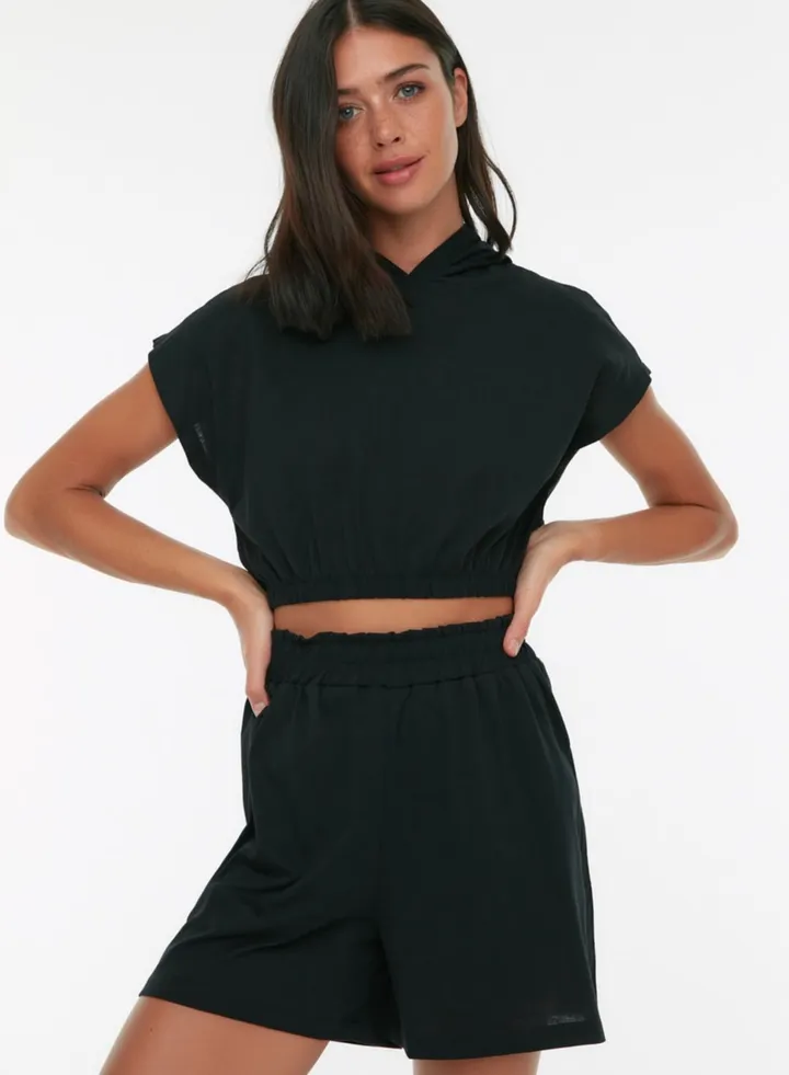 Crop Hoodie & Shorts Set