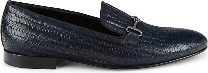 Woven Leather Bit Loafers