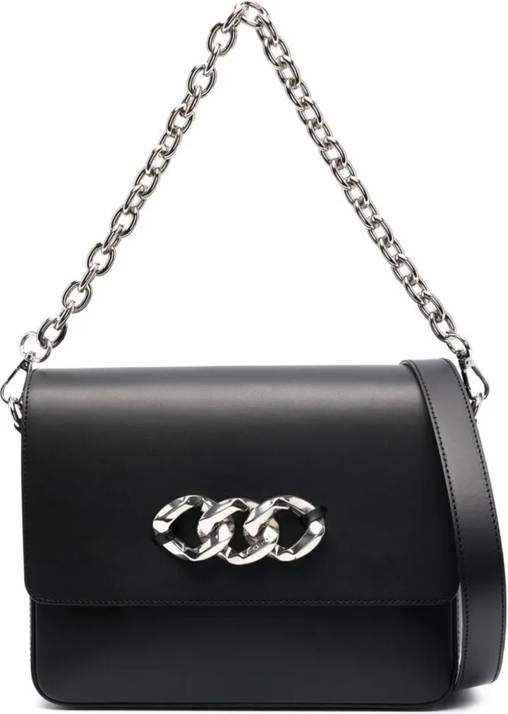 Chain-Detail Leather Tote Bag
