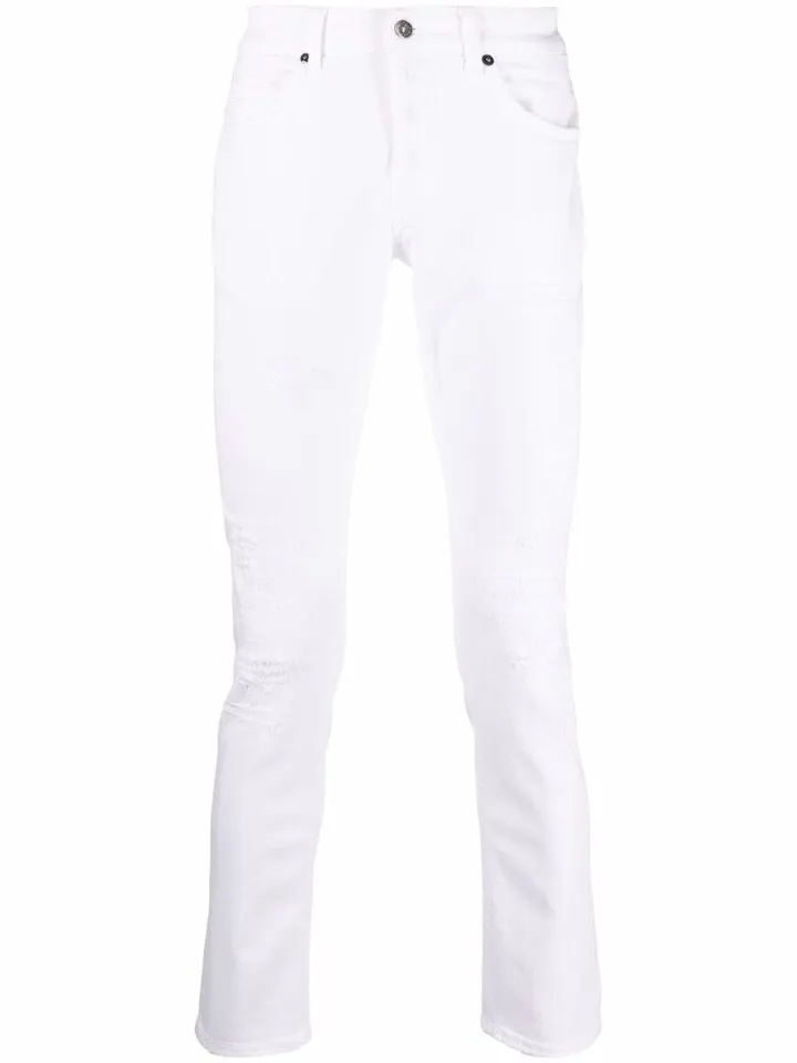 Skinny Distressed Cotton Trousers
