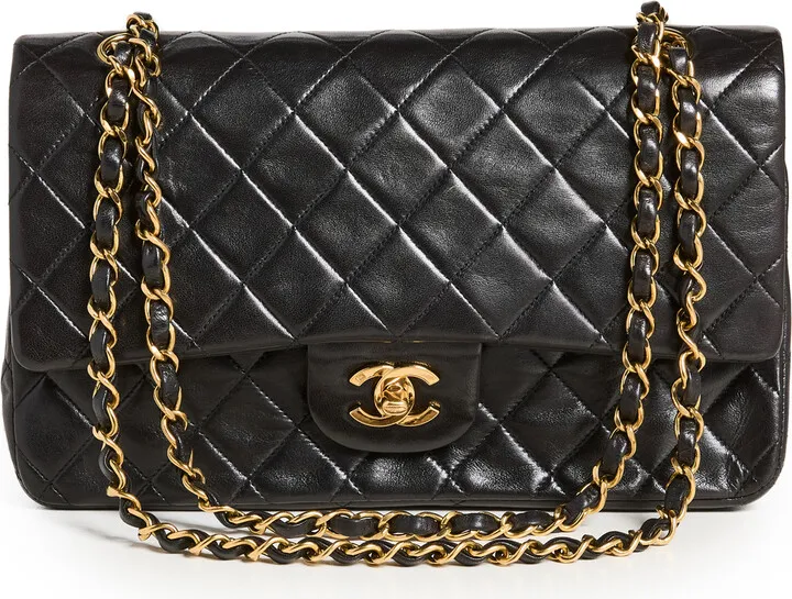 What Goes Around Comes Around Chanel Black Lambskin 2.55 10 Bag"