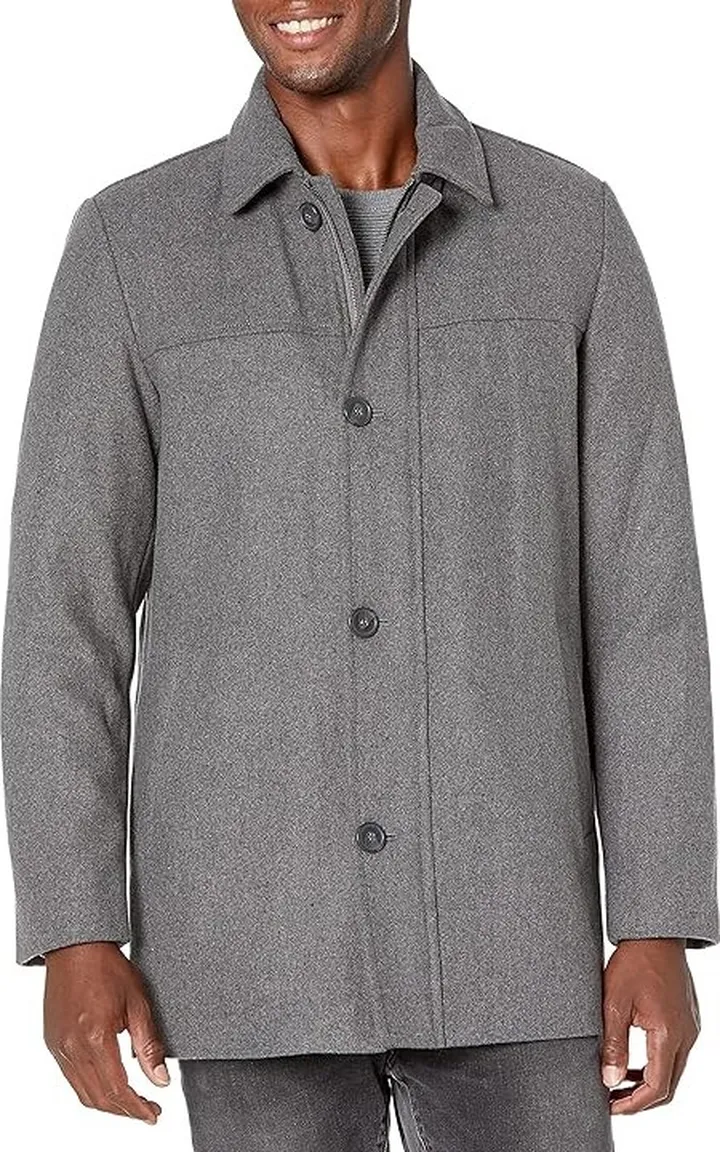 Dockers Men's Weston Wool Blend Scarf Coat (Light Grey) Men's Coat