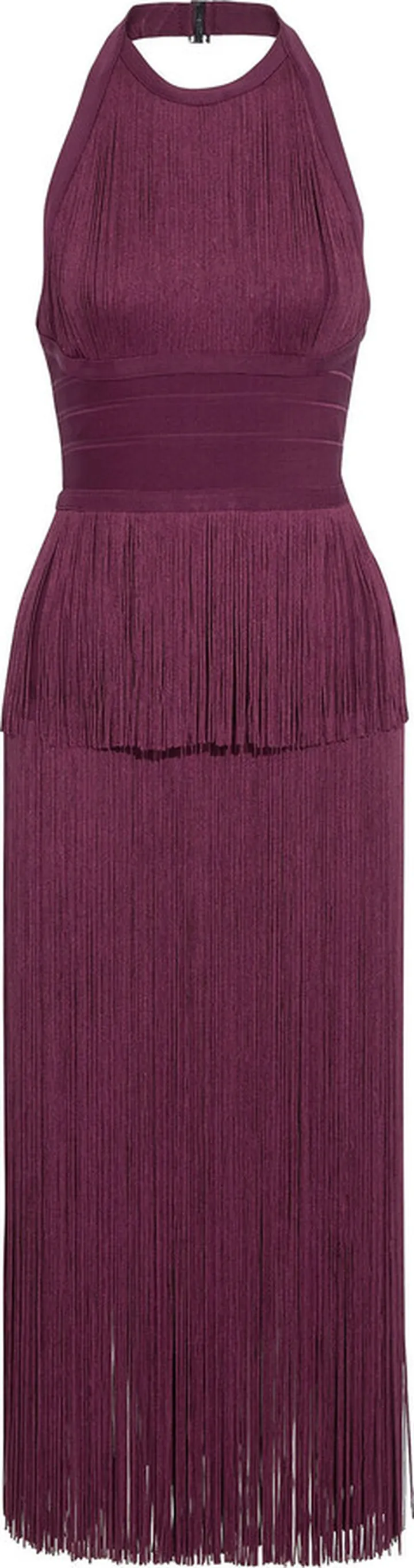 Fringed bandage halterneck midi dress