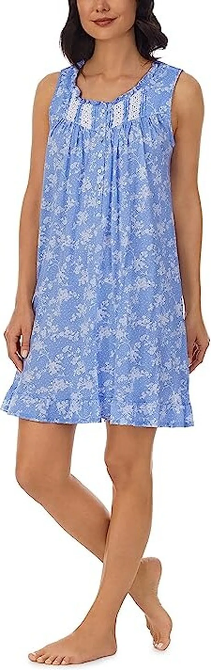 Eileen West 36 Short Sleeveless Nursing Nightgown (Blue Ground Floral) Women's Pajama