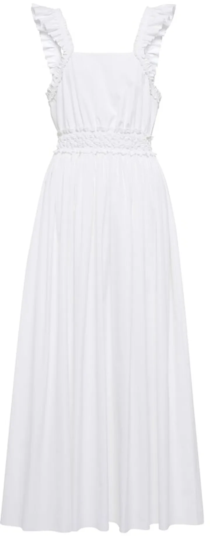 Pleated cotton midi dress