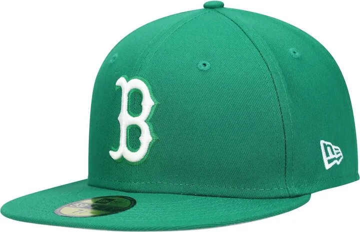 Men's Green Boston Red Sox Logo White 59FIFTY Fitted Hat