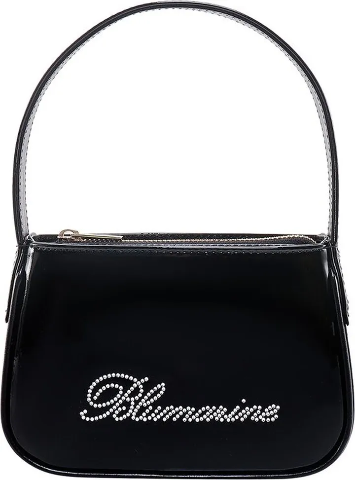 Blumarine Logo Rhinestone Embellished Patent Shoulder Bag