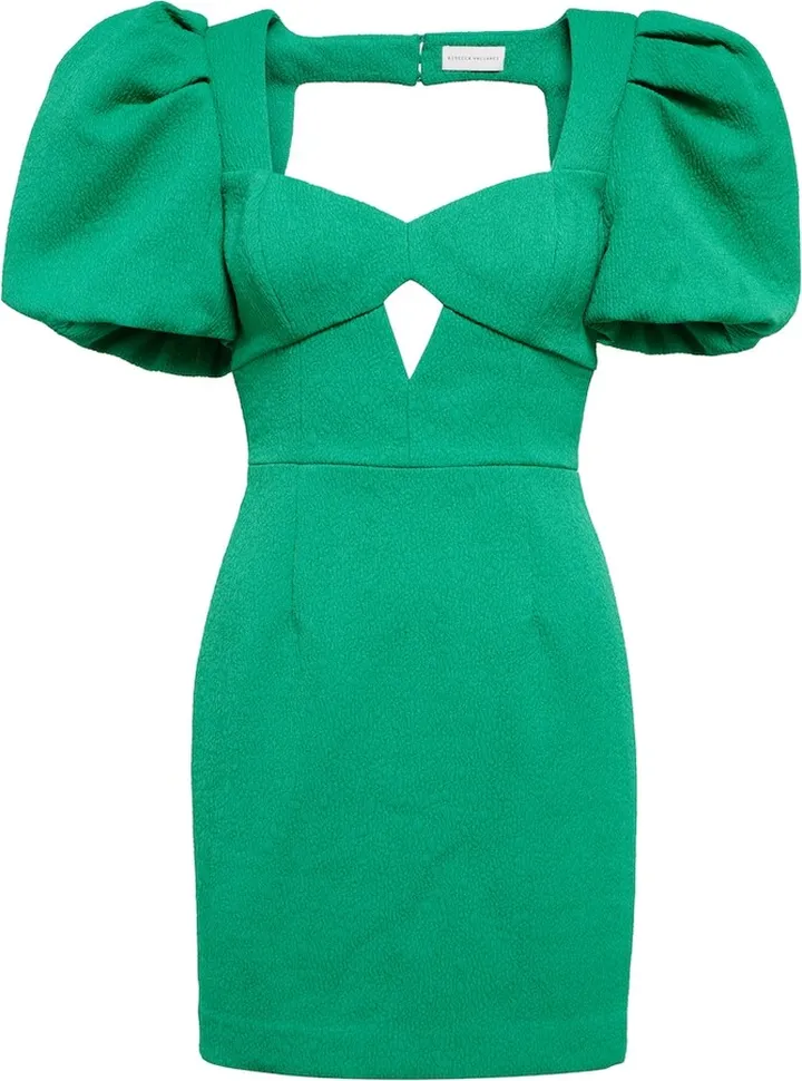 Dionne puff-sleeve crepe minidress