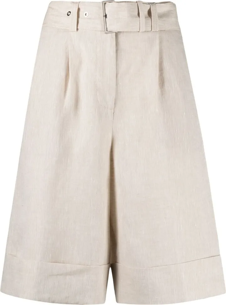Belted Knee-Length Shorts