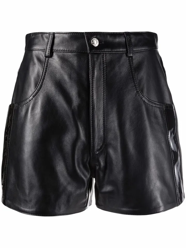 High-Waisted Leather Shorts