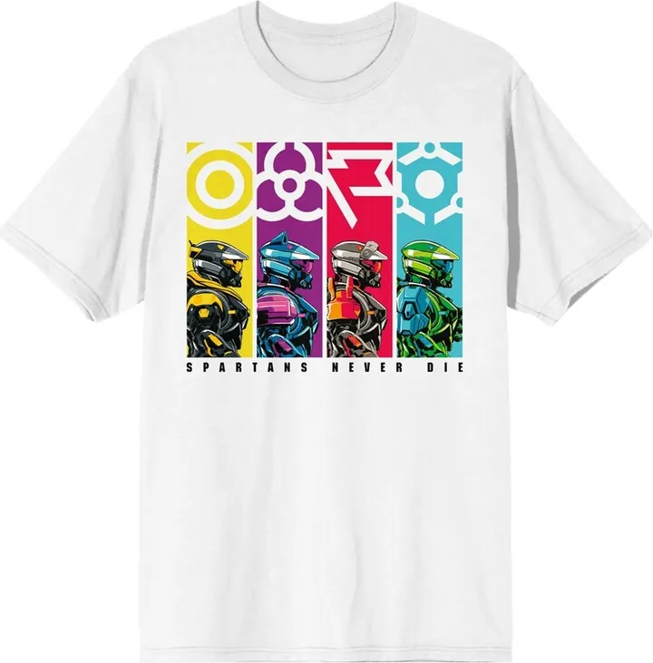 Halo Franchise Spartans Never Die Crew Neck Short Sleeve White Women’s T-shirt -XXL