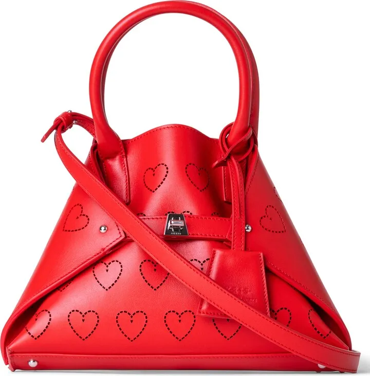 Little AI Heart Perforated Convertible Leather Tote