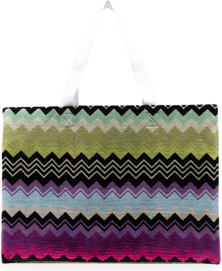 Large Chevron-Print Tote Bag