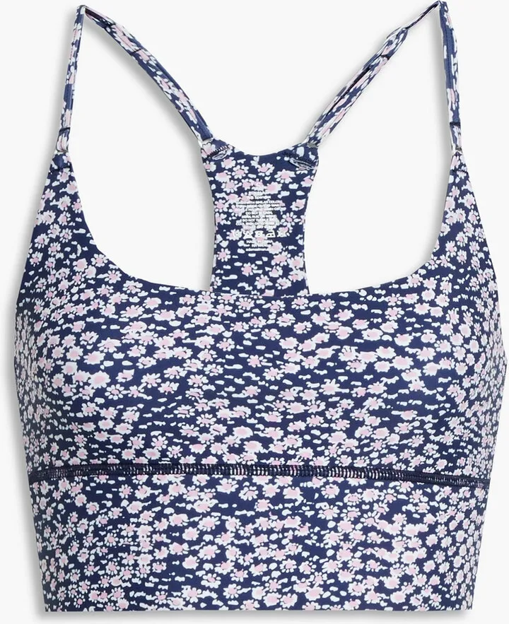 Floral-print stretch sports bra