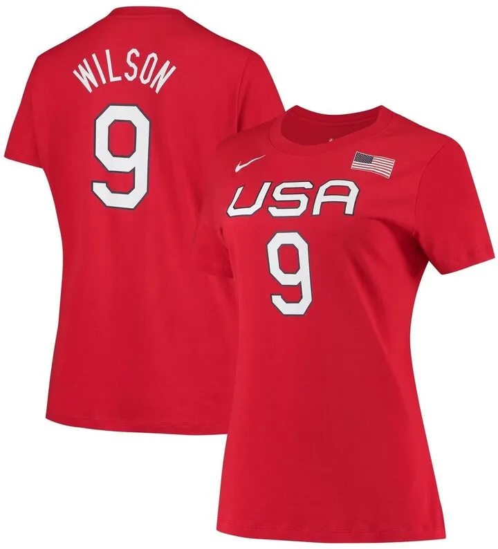 Women's Nike A'ja Wilson Red Usa Basketball Name and Number T-shirt