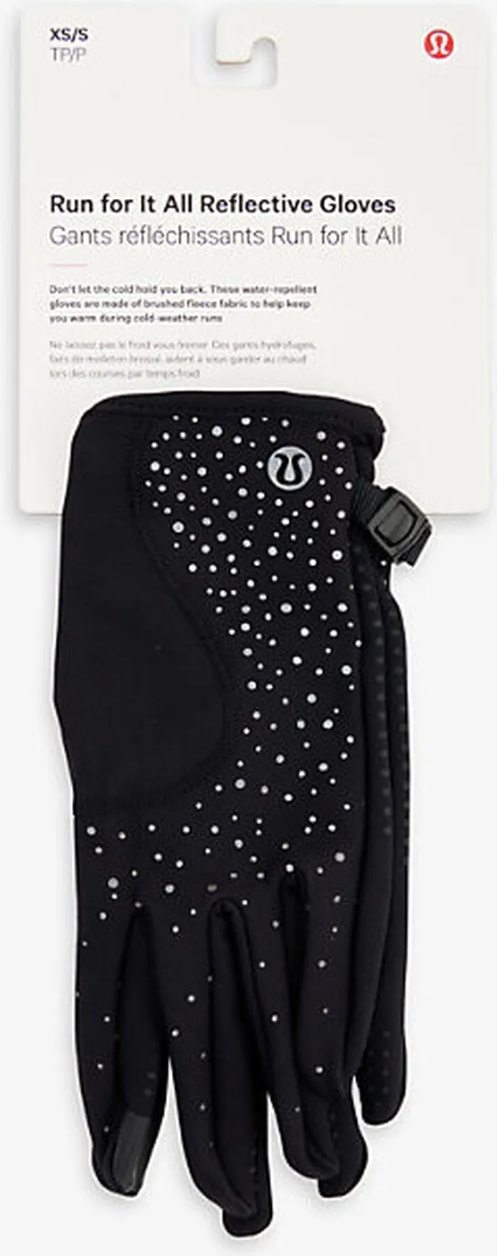 Womens Black Run For It All Reflective Stretch-woven Gloves