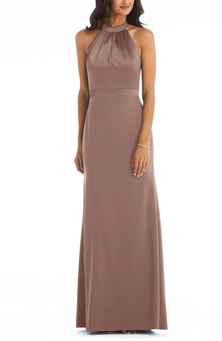 Halter Neck Charmeuse & Crepe Gown