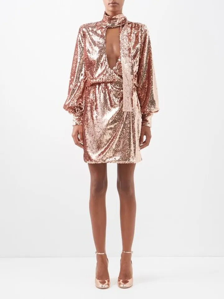 Tais Plunge-neck Sequinned Dress