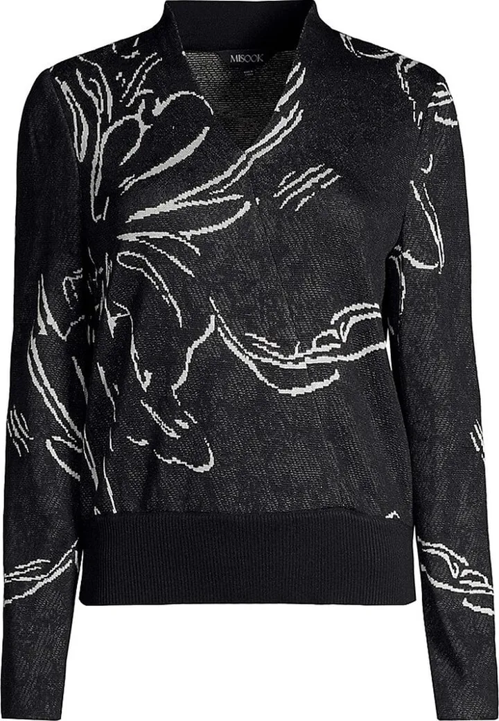 Sketched Floral V-Neck Top