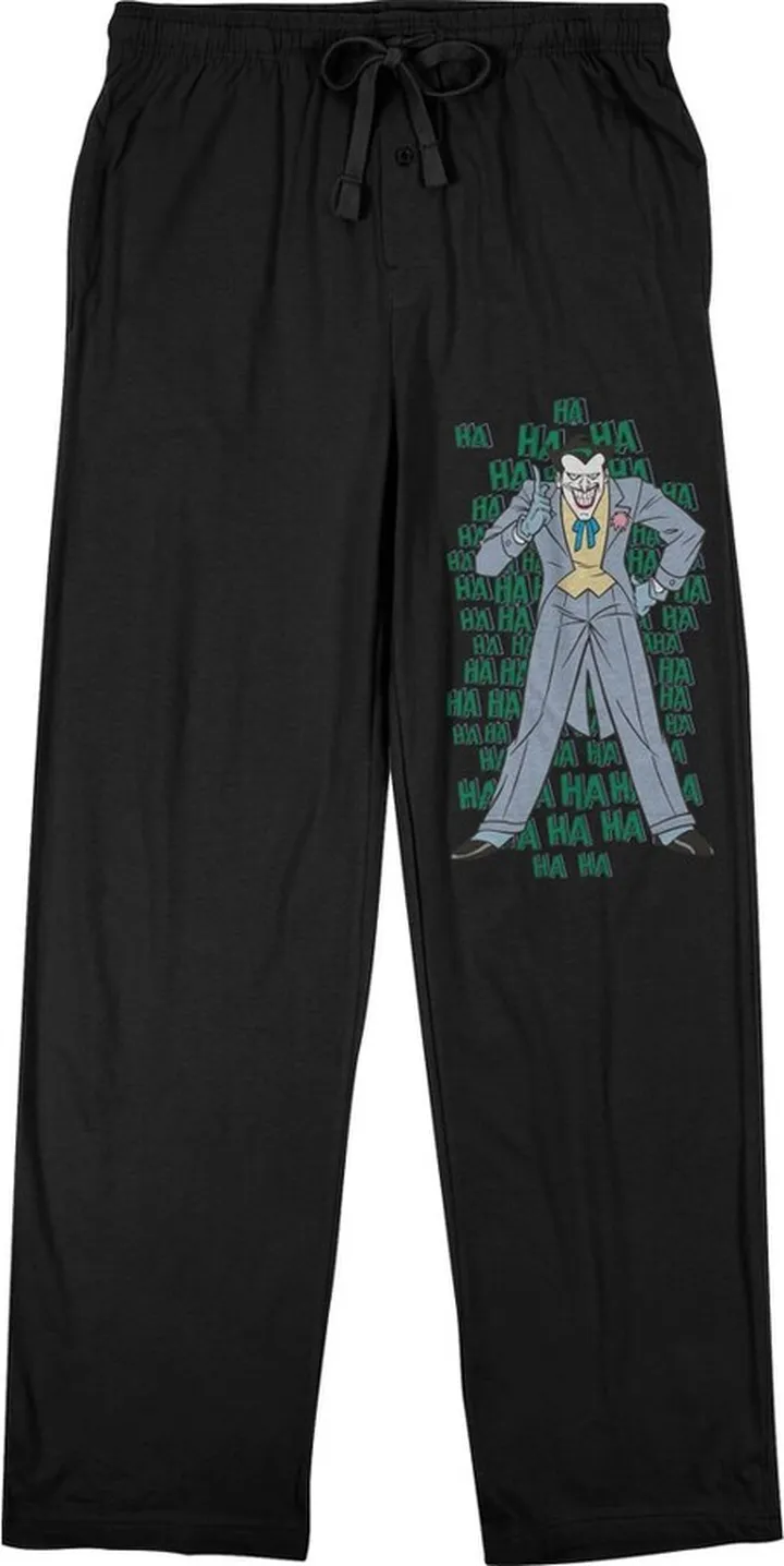 Batman Laughing Joker Men’s Black Sleep Pajama Pants-Medium