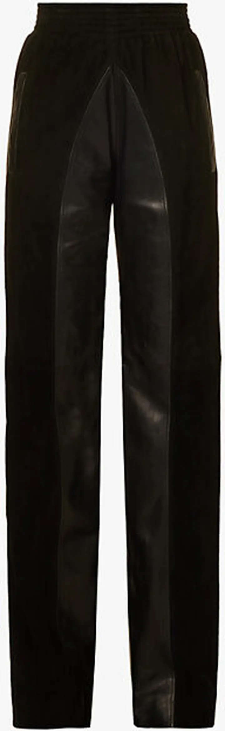 Womens Noir Panelled Straight-leg High-rise Leather Trousers