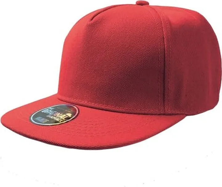 Atlantis Flat Visor 5 Panel Cap - Red Pack Of 2