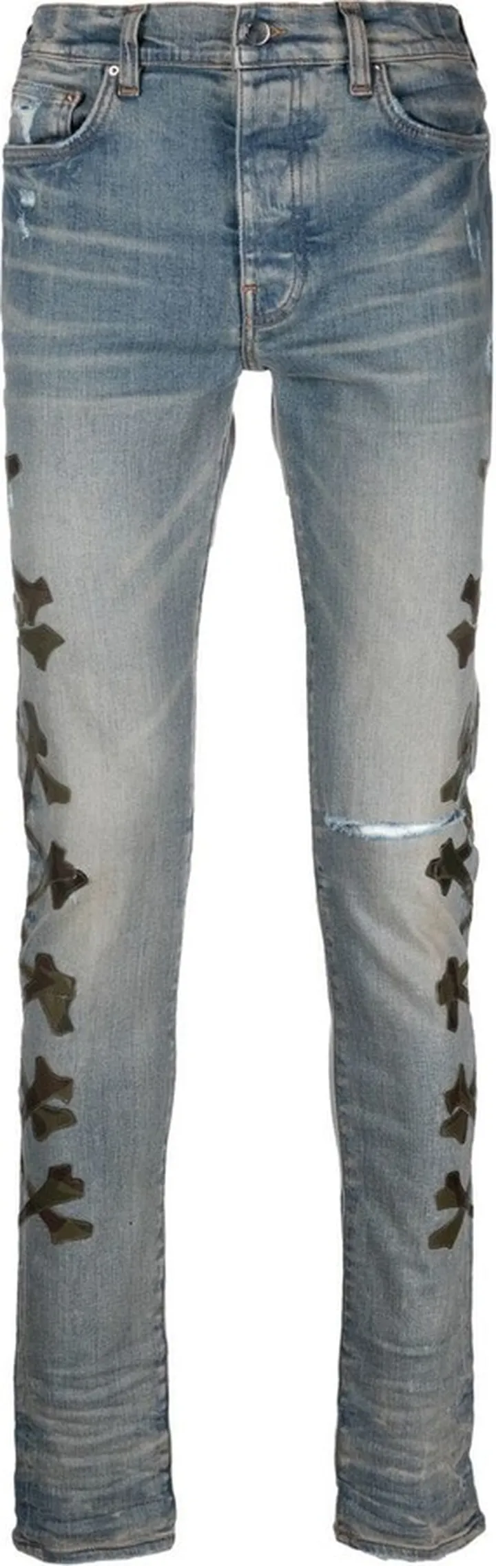 Patch-Detail Distressed Jeans