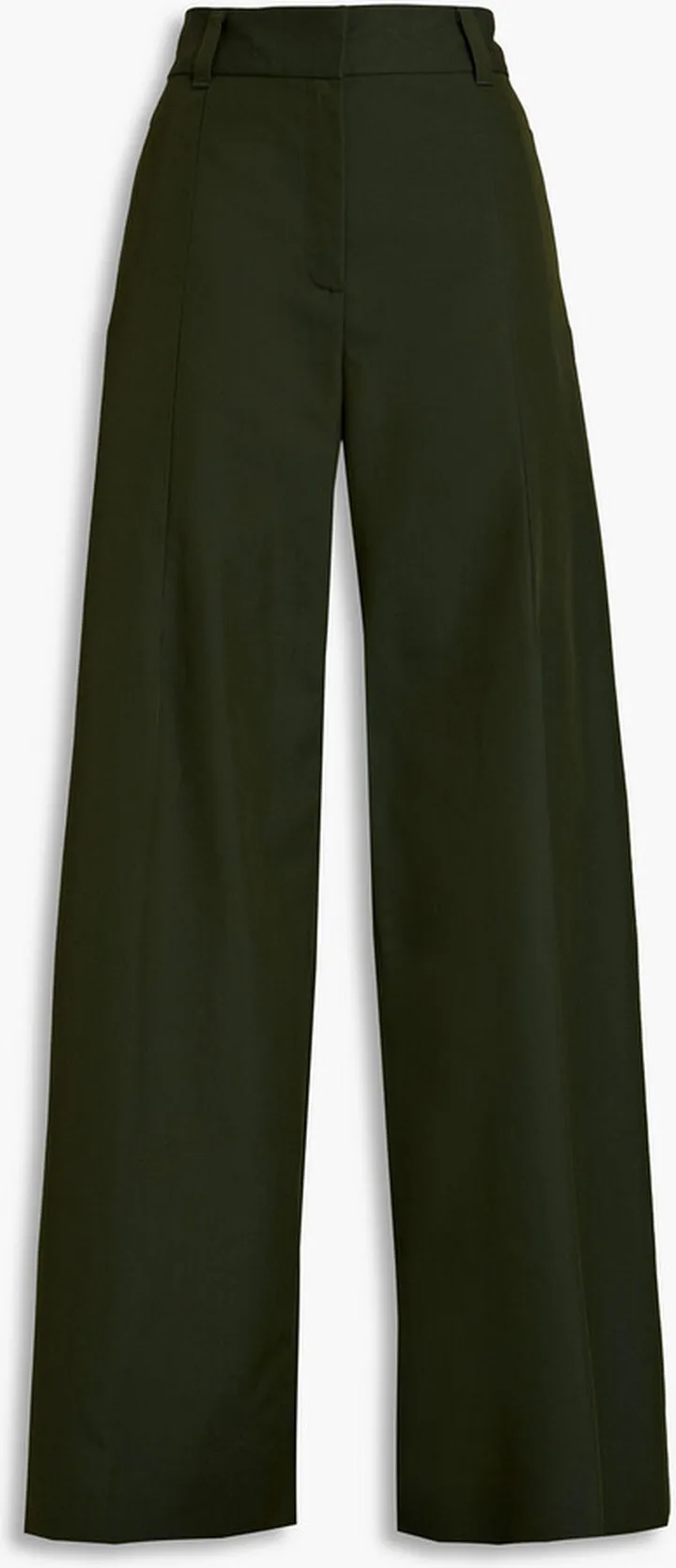 Cotton-blend twill wide-leg pants