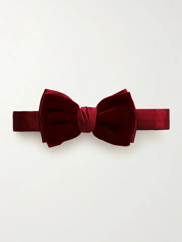 Pre-Tied Velvet and Silk Bow Tie