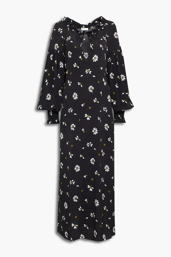 Floral-print crepe maxi dress