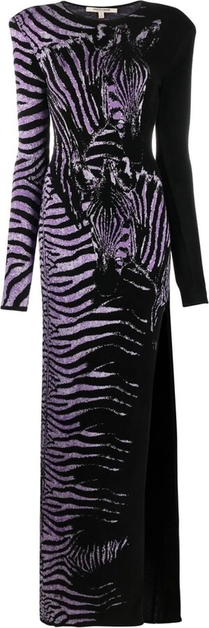 Zebra Jacquard Side Slit Gown