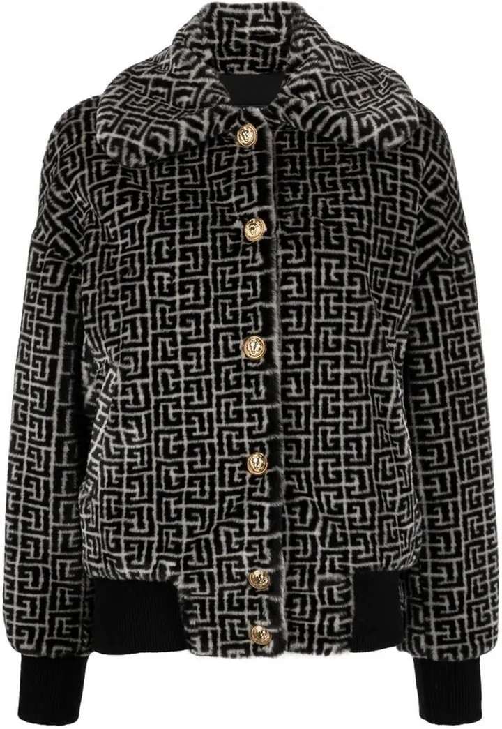 Monogram-Patter Single-Breasted Coat