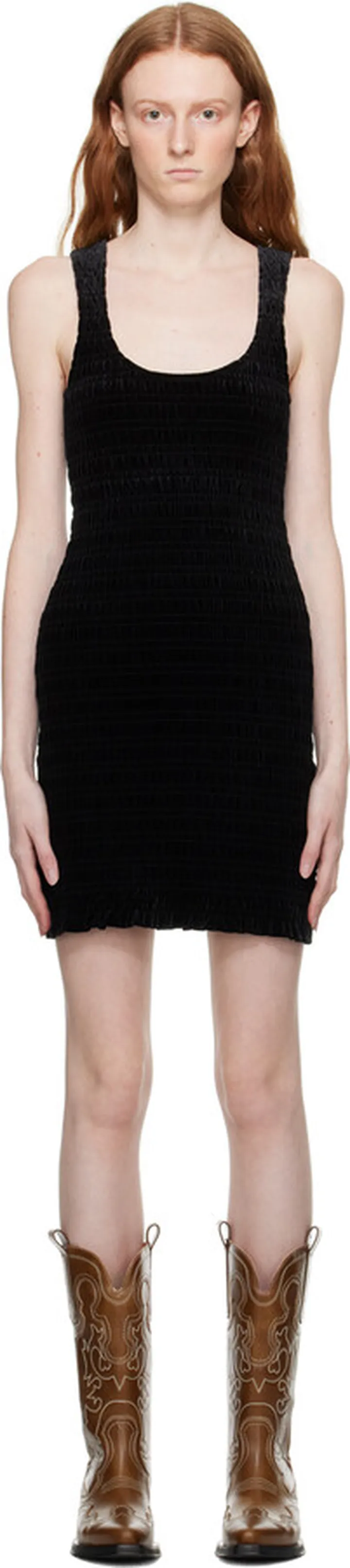 GANNI Black Smock Minidress