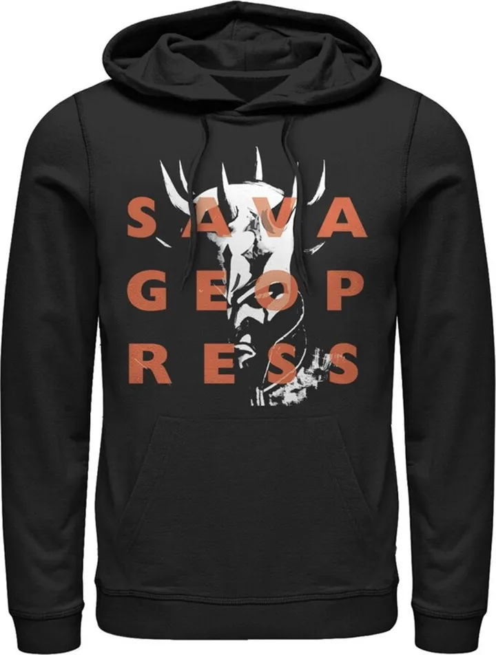 Men's Star Wars: The Clone Wars Savage Opress Text Overlay Pull Over Hoodie - Black - X Large