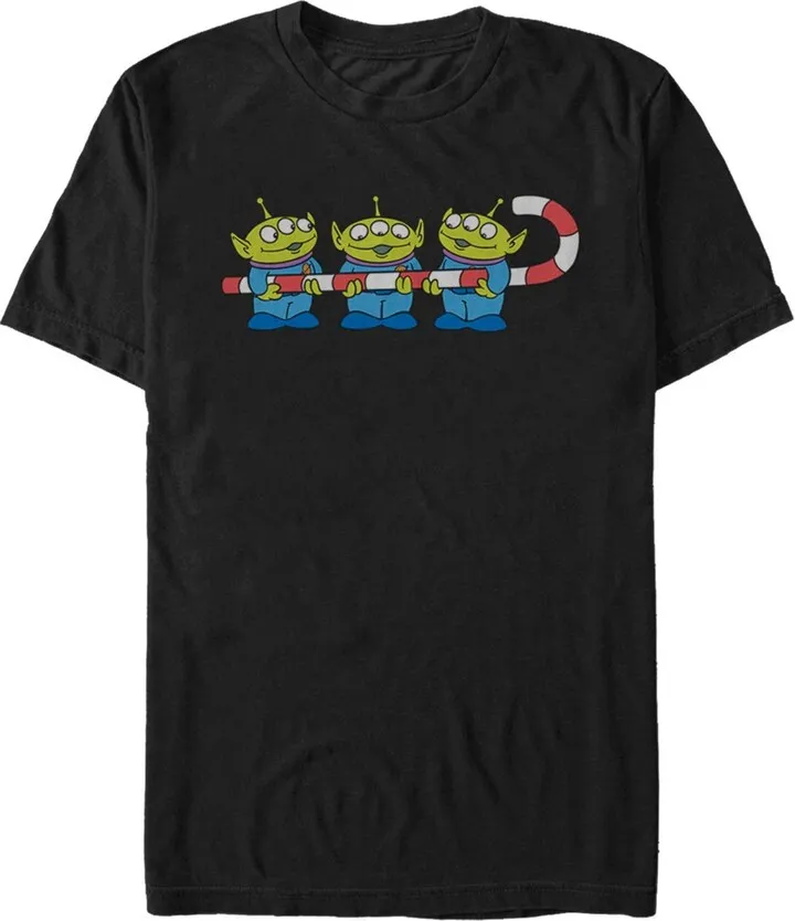 Men's Toy Story Little Green Men Candy Cane T-Shirt - Black - 2X Large